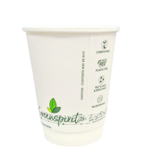 8oz White Greenspirit Aqueous DW Hot Cups (20x25)